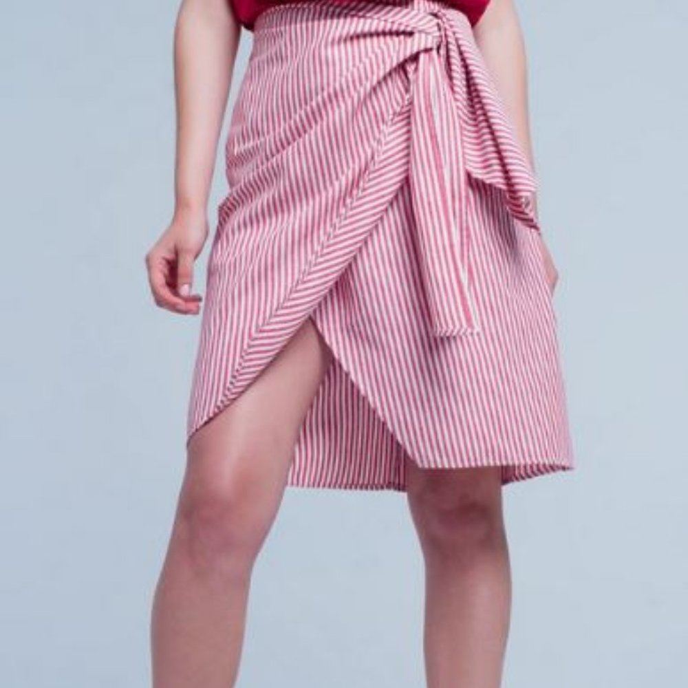 Red Striped Midi Skirt